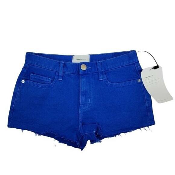 Current Elliott The Boyfriend Short Womens Sz 24 Nautical Blue Mid Rise Cut Off - Picture 1 of 5